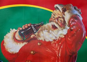 Affiche Santa Claus avec une bouteille de Coca Cola dans sa main droite